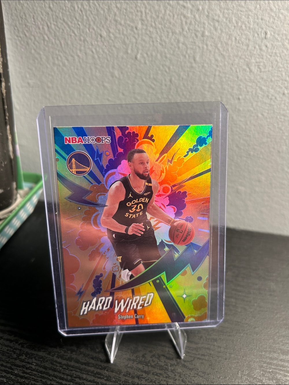NBA Hoops Stephen Curry Hard Wired Holographic Card Golden State Warriors